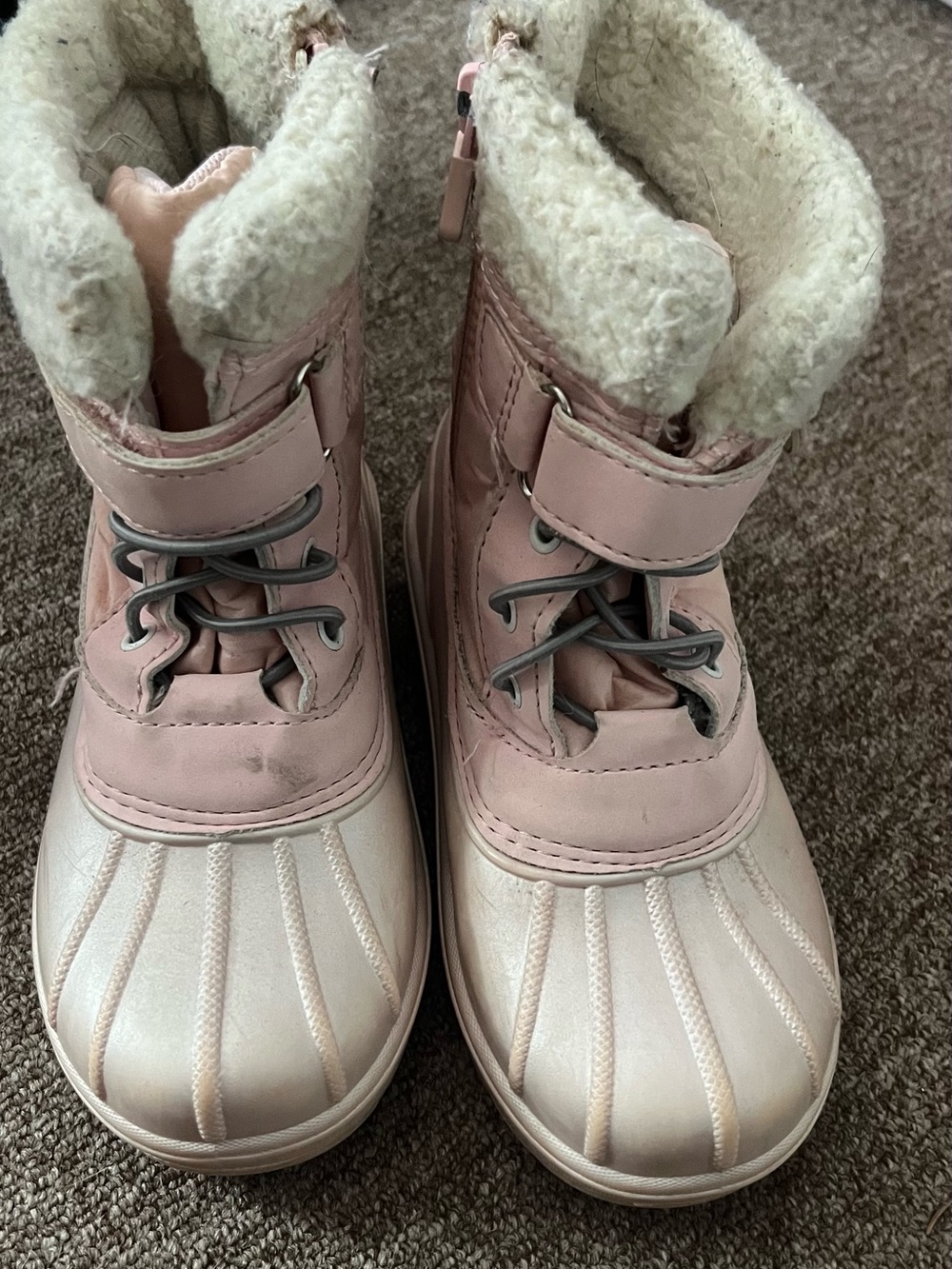 Cat & Jack Pink and Cream Kids Waterproof Winter Boots